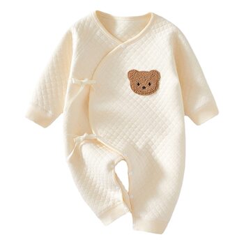 Baby One-Piece Clothes, Warm Pure Cotton Newborn Pajamas, Male and Female Baby Clothes, Long-Sleeved Rompers, Boneless One-Piece