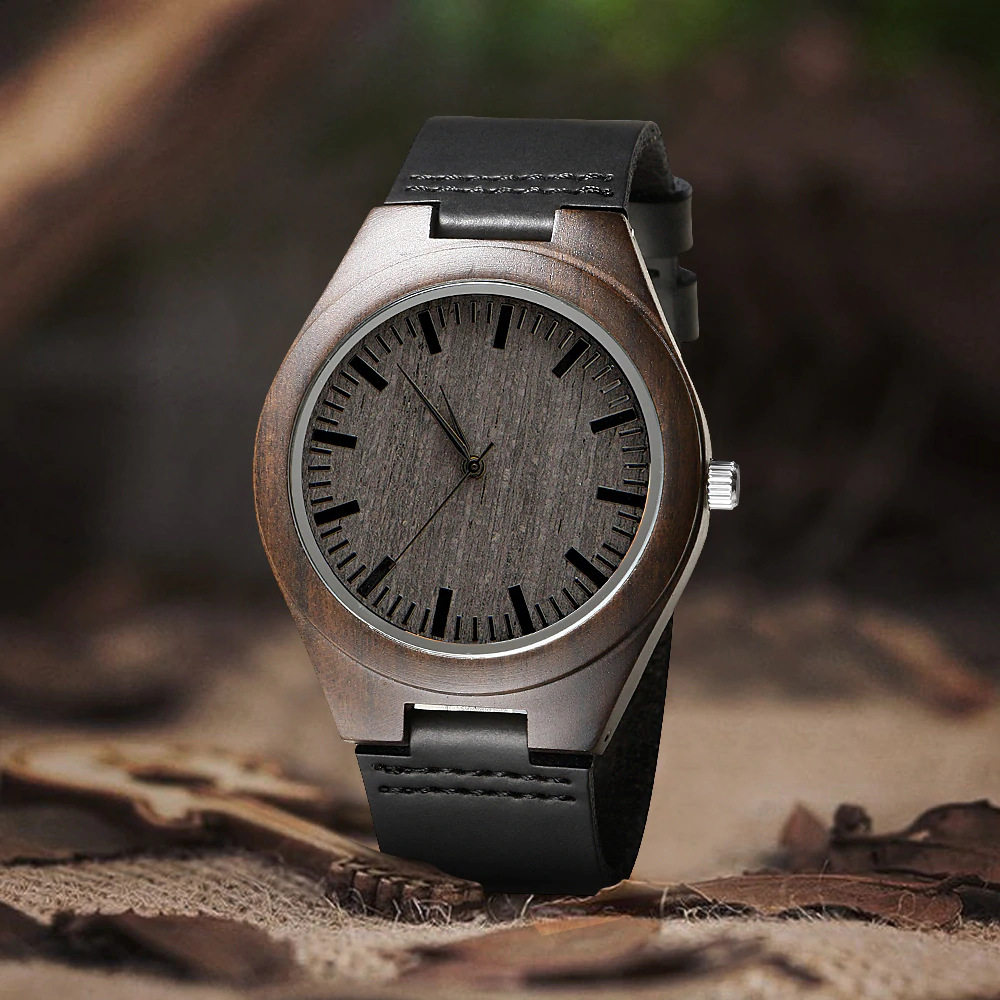Decorative Men's Watch, Genuine Leather, Waterproof, Sports Style, Unique Wristwatch, Niche Wooden Watch, Dropshipping, Wooden Watch with Large Dial