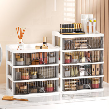 New light luxury drawer desktop storage cabinet multi-layer cosmetic box transparent dressing table storage box organizing cabinet