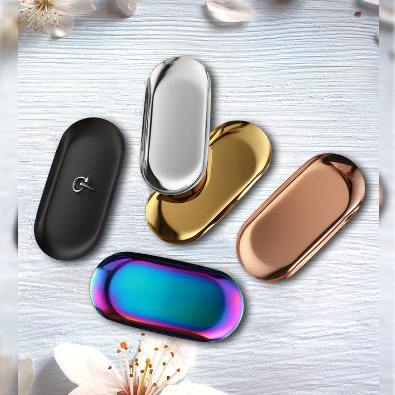 Nordic Ins Oval Tray Stainless Steel Golden Oval Tray Jewelry Dim Sum Tray Metal Home Storage Tray