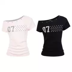 UNBDNS Retro American Style Star Y2K One-Shoulder Slim Fit Chic Women's Short-Sleeve T-Shirt Top Summer New Arrival