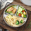 211 Fat-Reducing Meal Plate with Compartments 316 Stainless Steel Fitness One-Person Meal Quantitative Three-Compartment Meal Plate Daily Kitchen Wholesale