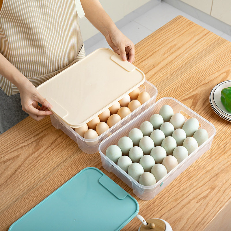 Multi-Color egg box kitchen household stackable refrigerator fresh-Keeping transparent storage box plastic frozen tray