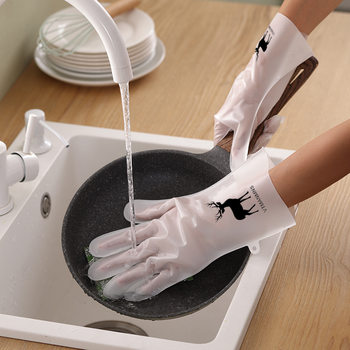 Dishwashing gloves women's durable household kitchen latex cleaning household laundry rubber leather waterproof work special