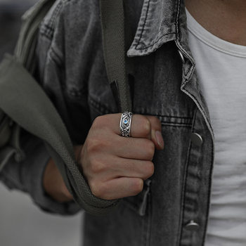 Horus Eye Ring for Men, Bold Retro Design, Adjustable Open Ring, Unique Versatile Jewelry
