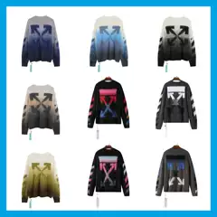 Off-Brand White Classic Gradient Arrow Sweater | Mohair Long Knitted Jacket Couple Outfit Wholesale