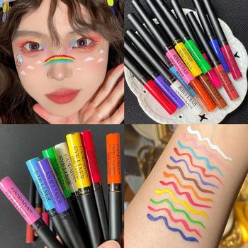 Colored Liquid Eyeliner Pen Cos Play Makeup Stage Makeup Face Painted Eyeliner Quick-Drying Waterproof Long-Lasting Yellow White Blue