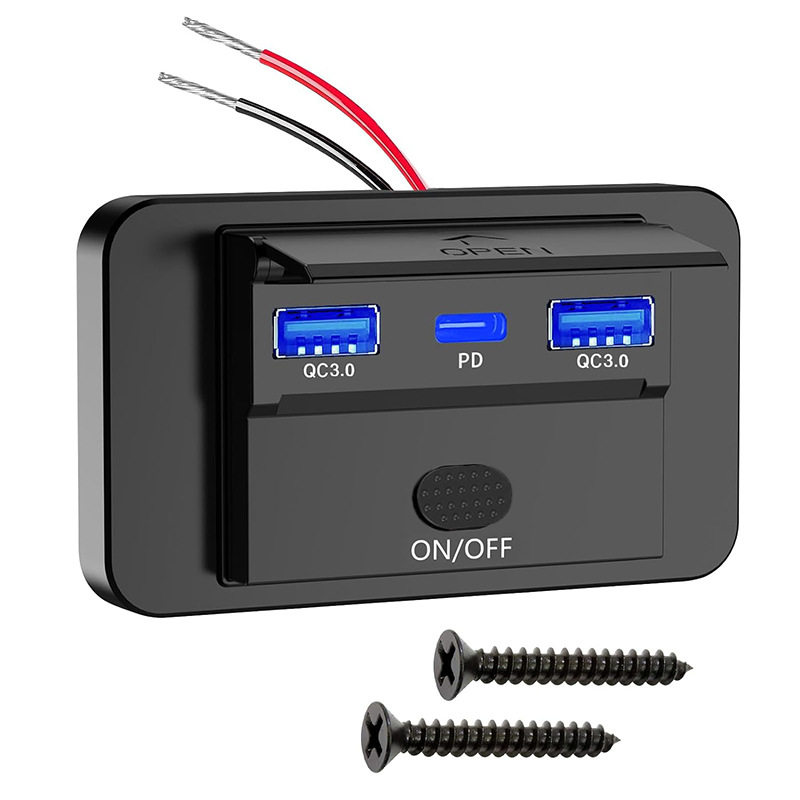 Bus Rv Yacht Dual Qc3.0+Pd3.0 Fast Charging Modified Multi-Function Car Mobile Phone Charger with Switch