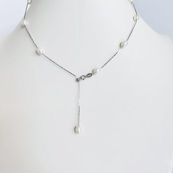 S925 Silver Natural Freshwater Pearl Baby's Breath Necklace Niche Design Adjustable Clavicle Chain Women's Earrings Earrings