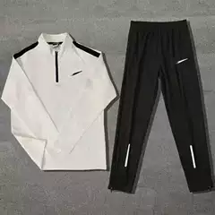 Sports Student Track and Field Training Suit Long-Sleeved Pants Suit Men's and Women's Running Physical Examination Competition Suit Loose Quick-Drying Half-Zip