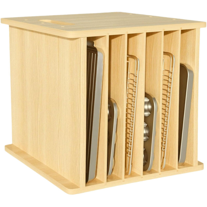 Solid Wood Tray Divider Kitchen Vertical Tray Divider Storage Tray Barbecue Shop Baking Pan Chopping Board Storage Rack