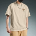 Khaki cotton short sleeves-8410