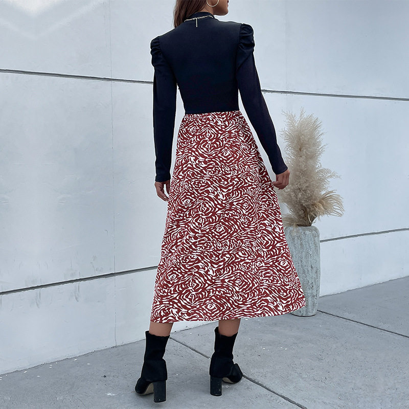 Womens Long Sleeve Color Block Dress Autumn Winter Fashion Casual Vacation Wear Wholesale Available