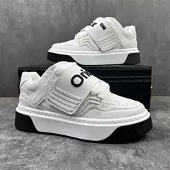 Niche National Trendy Velcro Bread Shoes Men's Trendy Brand Thick-soled Increased White Shoes Casual All-match Sports Board Shoes