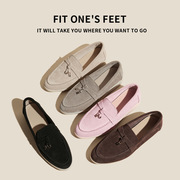 Foreign Trade Lp Loafers Slip-On Lazy Shoes British Style Retro Small Leather Shoes Beanie Shoes Large Size Flats Shoes for Wome