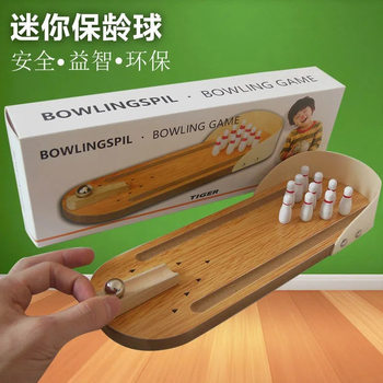Cross-border children's educational toys wooden mini bowling parent-child interactive desktop leisure game decompression toys
