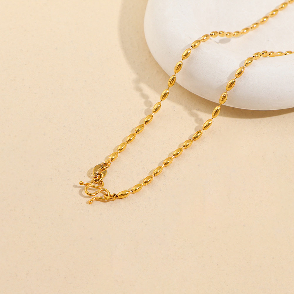 钛钢不掉色M扣蛇骨链2024新款项链女简约颈链百搭通勤素链锁骨链