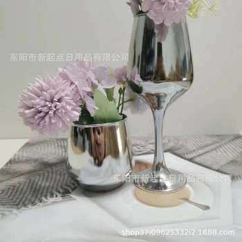 Silver Goblet Wine Glass for Home Bar Cocktail Wine Goblet Champagne Glass