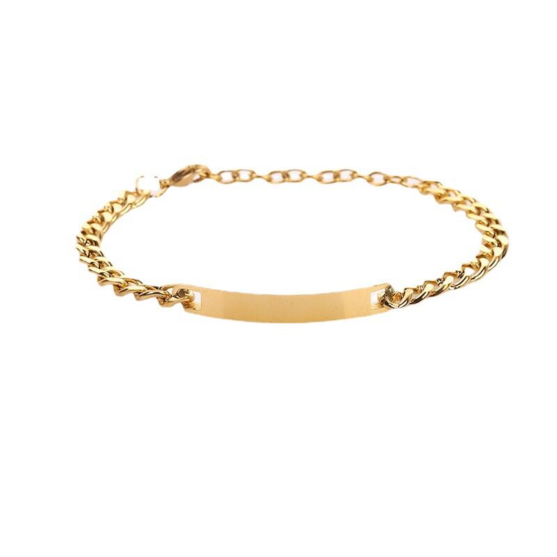 Stainless Steel Bracelet Black DIY Curved Tag Engraving Cross-Border Exclusive for Amazon European and American Style Jewelry Chain Couple