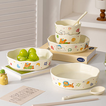 Air Fryer Special Ceramic Baking Bowl Oven Special Square Double-Ear Baking Pan Salad Baking Rice Plate Ceramic Plate