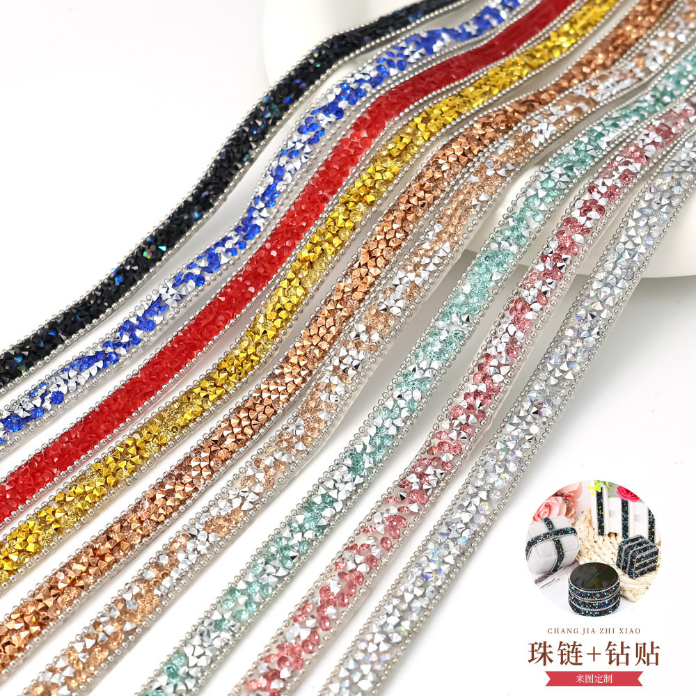 Diamond paste resin diy jewelry diamond accessories resin diamond belt flash diamond paste bead chain decoration hot diamond self-adhesive rhinestone strip