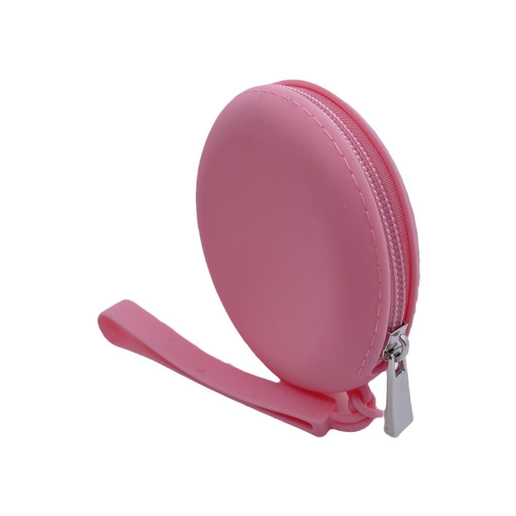 Silicone Round Coin Purse Solid Color Earphone Data Cable Lipstick Storage Bag Portable Zipper Key Bag Wholesale Waterproof