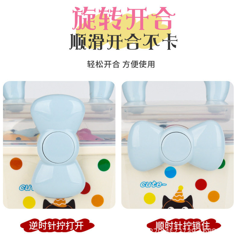 Ins Style Kidsren's Hairpin Stationery Magic Bow Storage Box Transparent Dustproof Storage Box Double Layer Hair Accessories Box