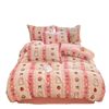 Winter Milk Velvet Four-Piece Dormitory Three-Piece Set, Warm and Thick Double-Sided Coral Fleece Printed Cute Duvet Cover and Sheet