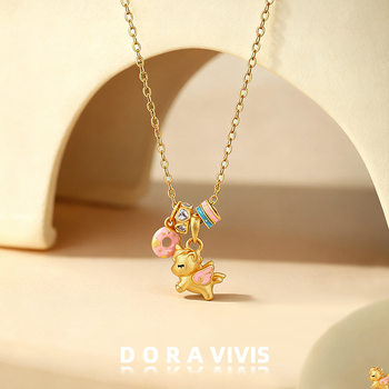 Sand Gold Electroplated Enamel Sweet Dream Unicorn Necklace Accessories Women's Pendant High-End Accessible Luxury Niche Cute Clavicle Chain