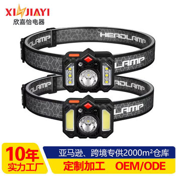 Cross-border new wave induction headlight outdoor LED head-mounted flashlight COB fishing lamp outdoor night running strong light headlight