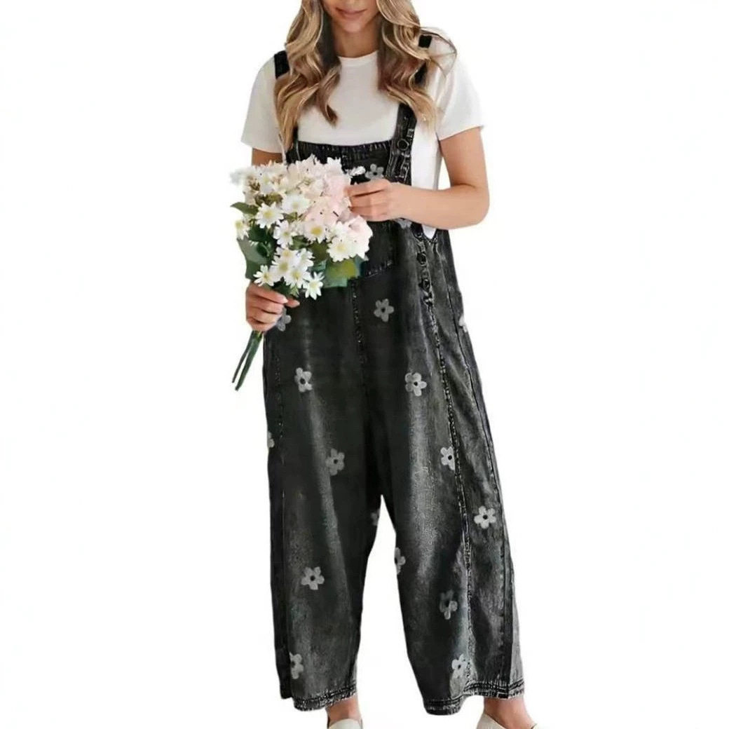 Womens Loose Fit Wide Leg Denim Overalls Fashionable Comfortable Summer Style Available for Wholesale