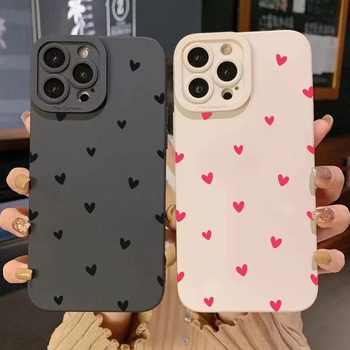 Black Small Heart iPhone 16 Case Suitable for 15 Pro Max, Apple 14 Shockproof, Trendy Brand 13 Full Coverage 17
