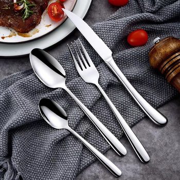 Thickened 304 Stainless Steel Spoon Western Tableware suit Steak Knife Fork Hotel Supplies Coffee Spoon Dessert Ice Spoon