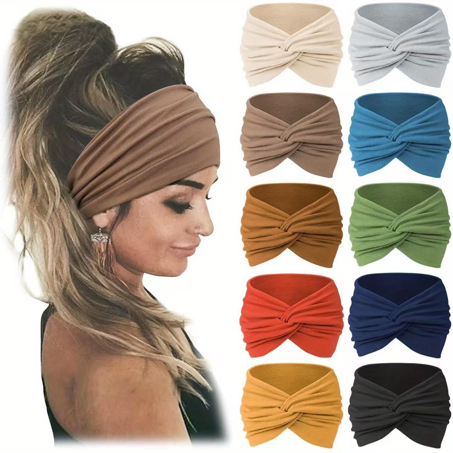 European and American New Women's Widened Headband Yoga Elastic Headband Fitness Running Non-slip Sweat-wicking Headband Headwear