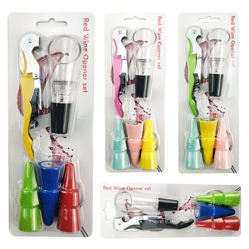 Food grade stainless steel silicone wine bottle stopper leak proof wine bottle stopper wine bottle opener wine decanter set in stock
