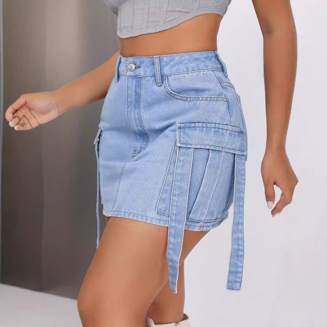 Fashionable Denim Midi Skirt Casual Style Belted Design Versatile for Everyday Wear Wholesale Available