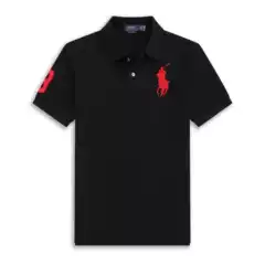 Popular Malaysian Standard Men's Lapel Embroidered Pure Color Large Size Loose Short-Sleeved T-Shirt Export Classic Polo Shirt
