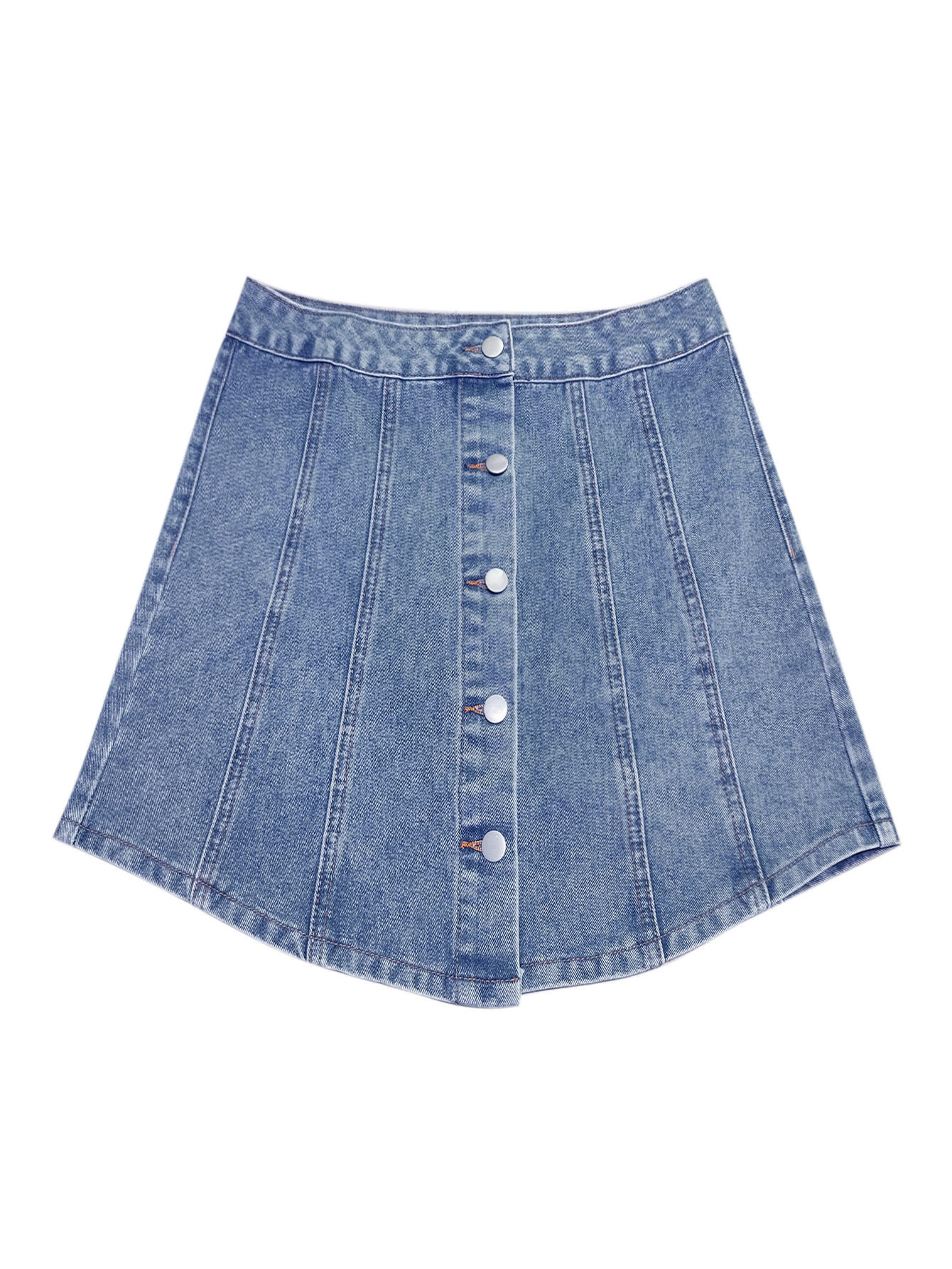 Womens Denim A Line Skirt Single Breasted Waist Defining Decorative Details Casual Wear Spring Summer Wholesale