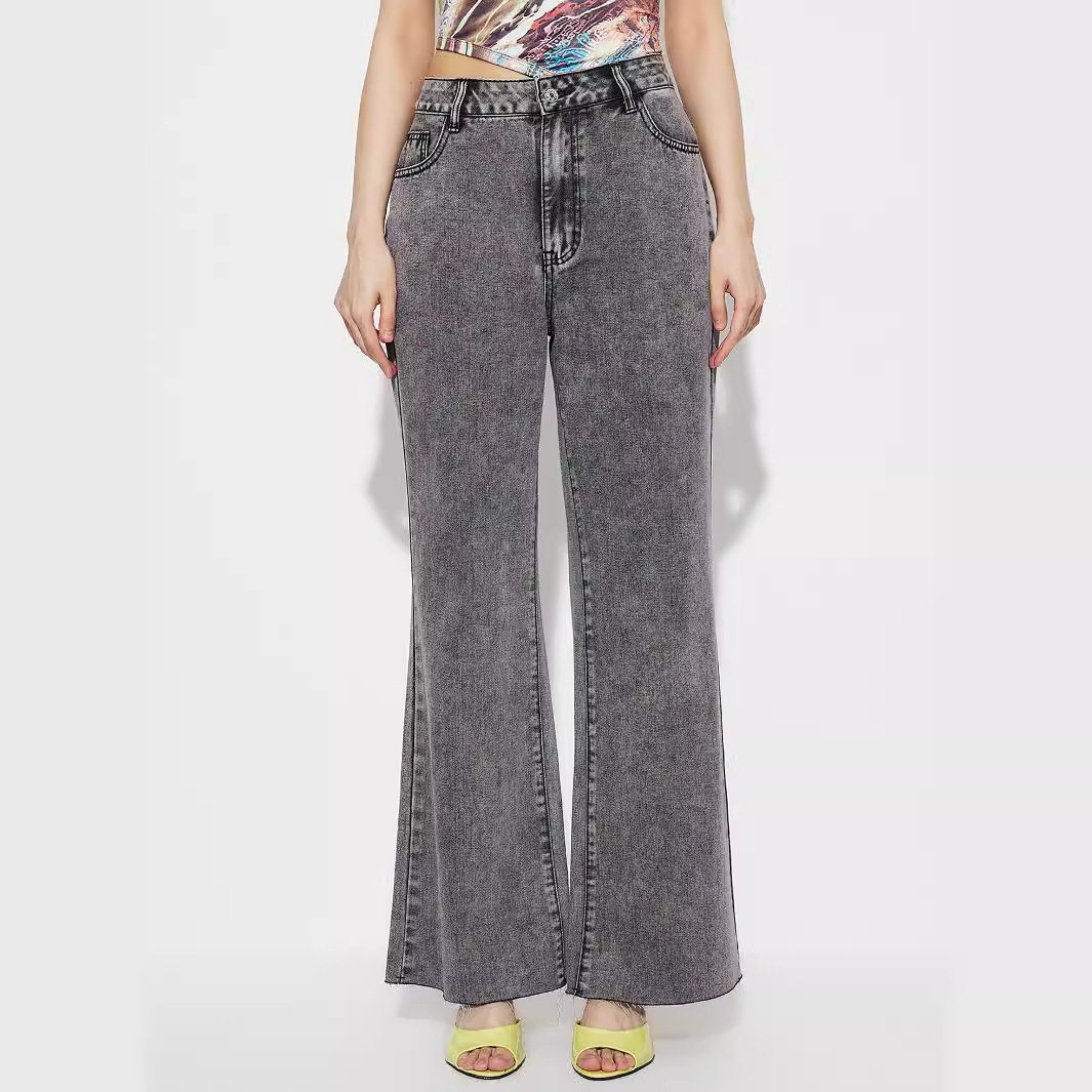 High Waisted Wide Leg Jeans Loose Fit Straight Cut Durable Denim Casual Wear for Women Ready to Ship