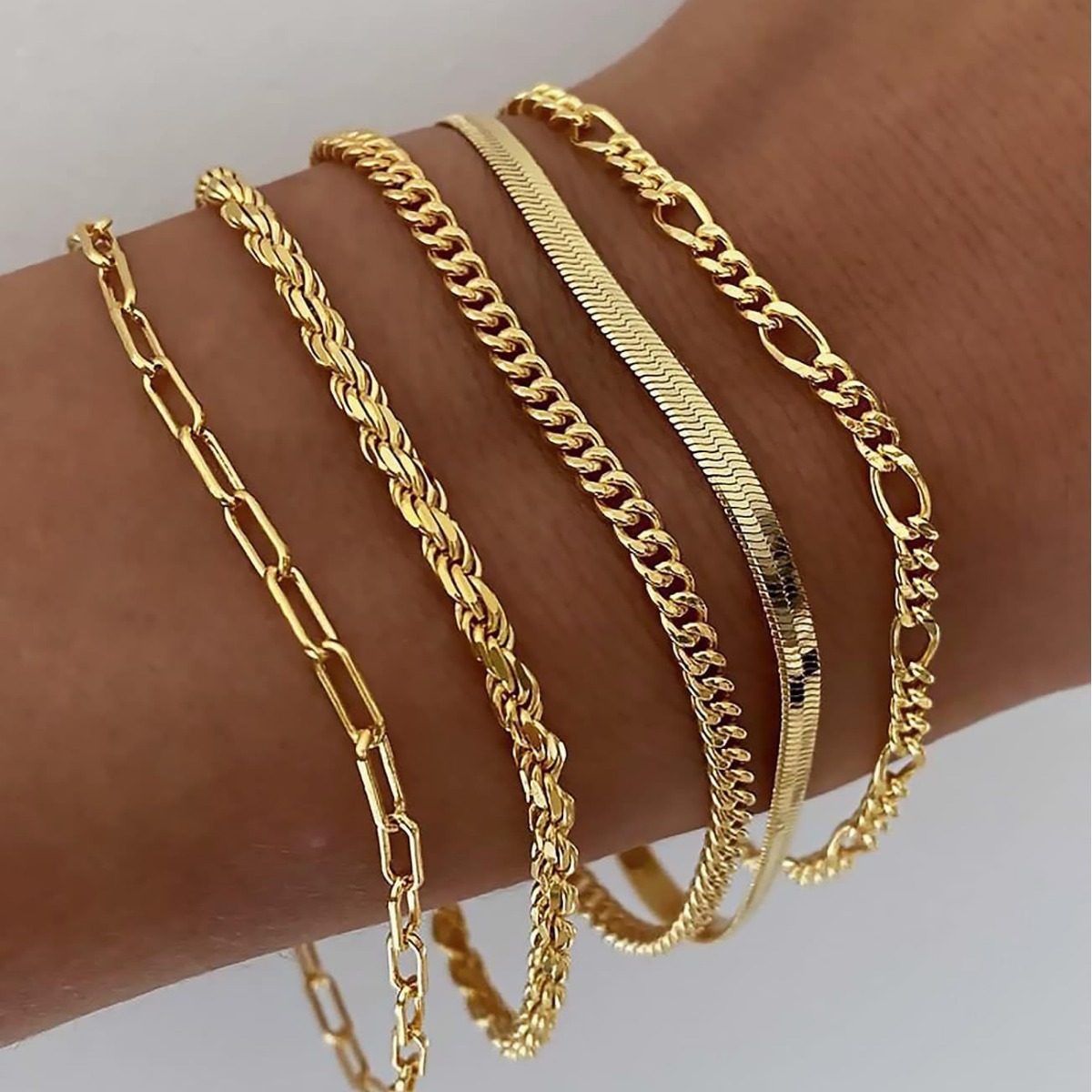 European and American Cross-border Bohemian Minimalist Bracelet Metal Chain Women's suit 6 Multi-layer Chain Simple Bracelet
