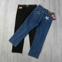 Cross-Border Foreign Trade European and American Trendy Brand Corteiz Alcatraz New Logo Print Retro Straight-Leg Jeans Long Pants