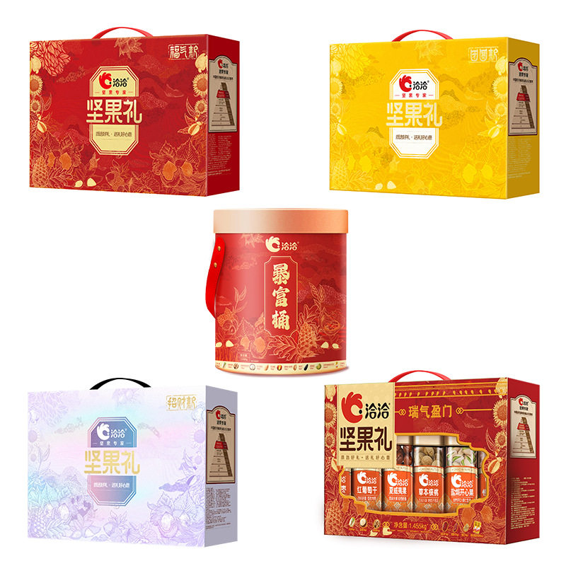 Qiaqia Nut Gift Box Snacks Roasted Seeds and Nuts Gift Pack Macadamia Nuts Hazelnuts Gift for Spring Festival New Year Gift Box