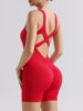 Spring and summer seamless yoga jumpsuit women's cross back outdoor running fitness sports hip yoga jumpsuit shorts