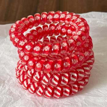 New Year's Zodiac Year Lucky Red Phone Cord Hair Tie High Elastic Hair Tie Ins Style Hair Tie Ball Headband