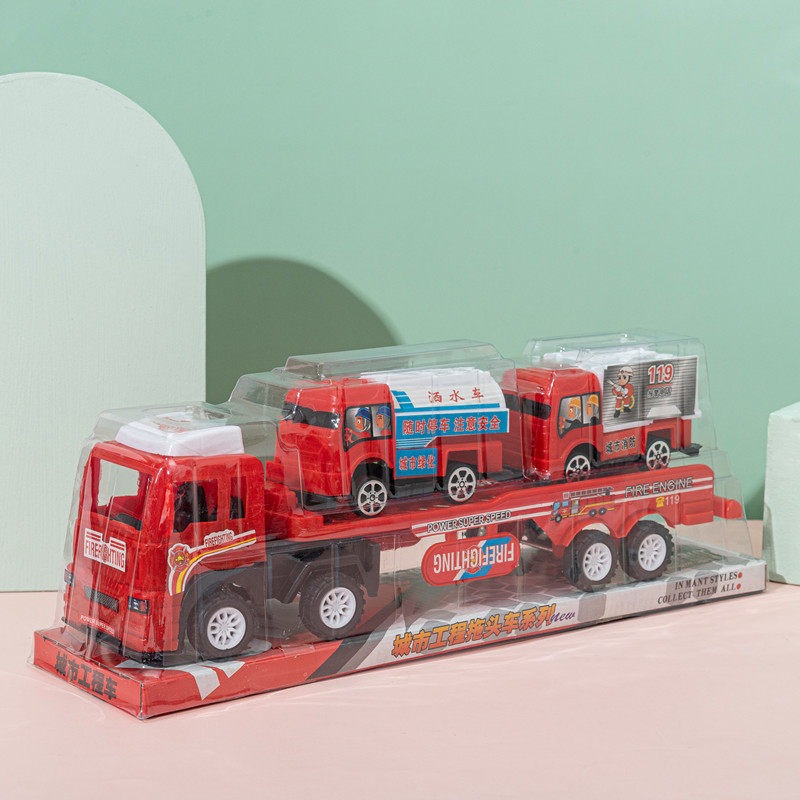 大号惯性拖头车双层拖车惯性工程车男孩玩具车地摊儿童玩具批发