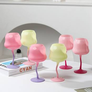 Ins Retro Goblet Cream Twist Wine Crystal Glass High-Value Glass Wine Glass Popular Red Wine Glass