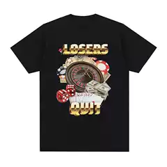 Losers Quit Gambling Meme Graphic t Shirt Men's Vintage Fashion