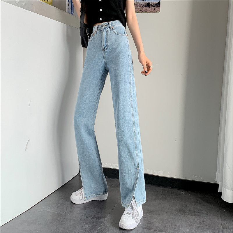 High Waisted Wide Leg Jeans Loose Fit Floor Length Split Hem Spring Summer Fashion Wholesale Available