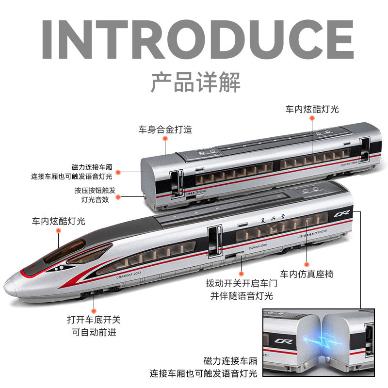 Car to 23081 high-speed rail Fuxing No. Single-section double-section alloy simulation motor car model decoration Chenghai wholesale