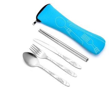 Stainless steel steak tableware suit knife, fork and spoon chopsticks student outdoor portable supplies cross-border supply easy to use creative
